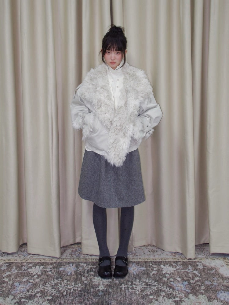 Wool-Blend High-Waist Midi Skirt