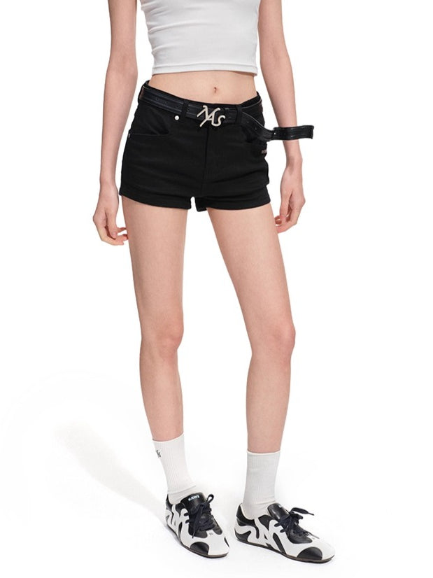 Black Sand Stretch Denim Shorts