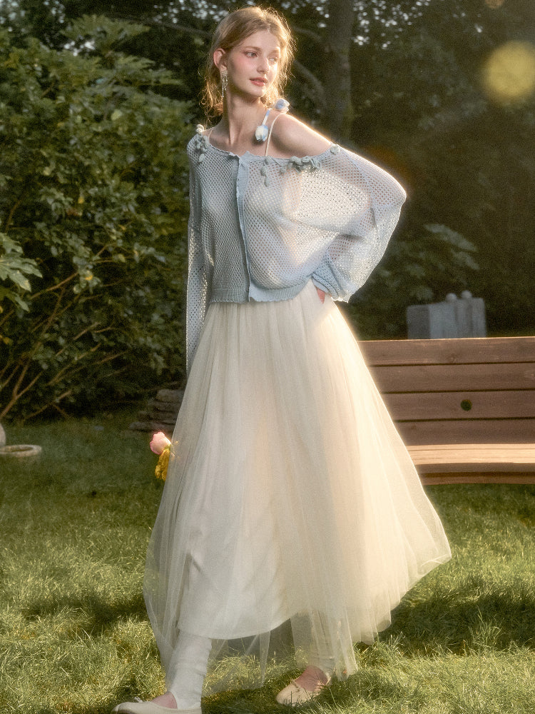 Cool Ice Silk Flower Hollow Cardigan - CHINASQUAD