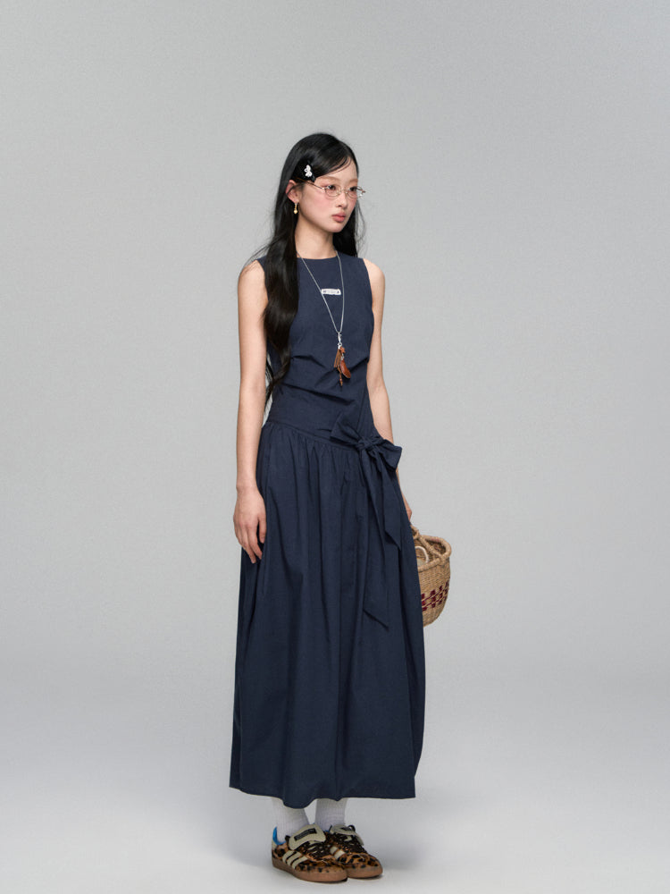 Sleeveless Tie-Waist A-Line Sundress - CHINASQUAD