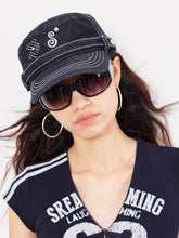 Polka Dot Flower Letter Embroidered Poster Hat - CHINASQUAD