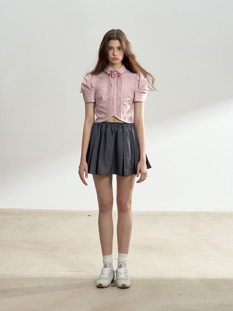 Puff Sleeve Striped Shirt - CHINASQUAD