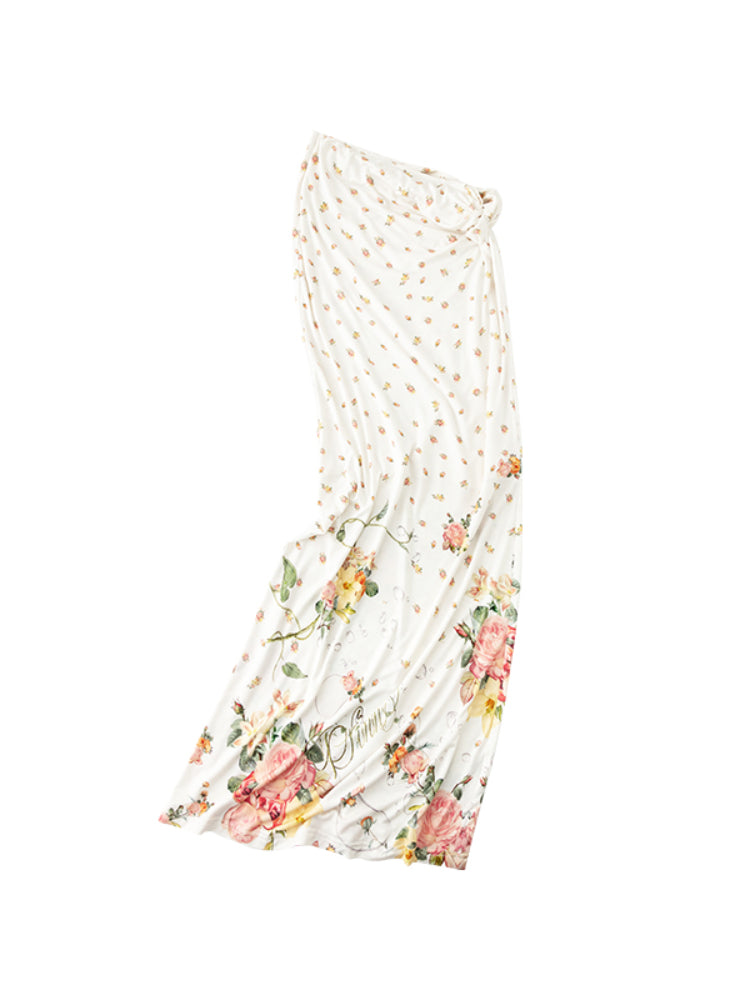 Floral All-Over Printed Big Round Neck Knotted Tank Top - CHINASQUAD