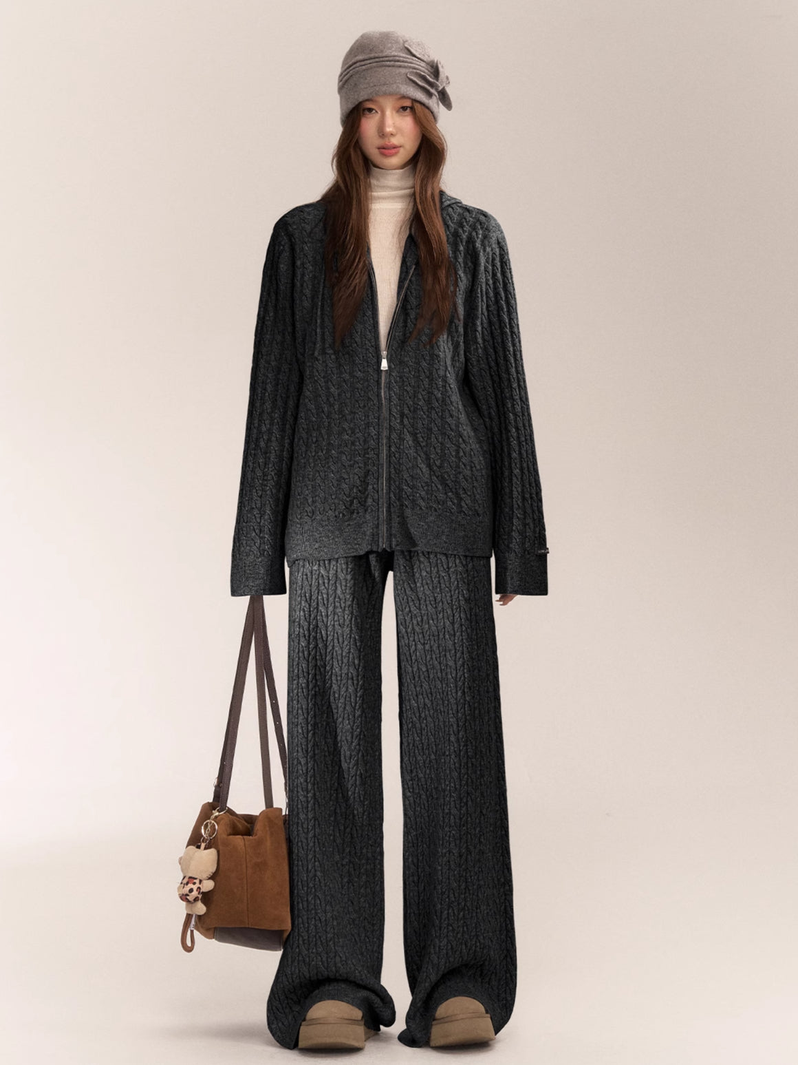 Wool Blend Hooded Knit Cardigan - CHINASQUAD