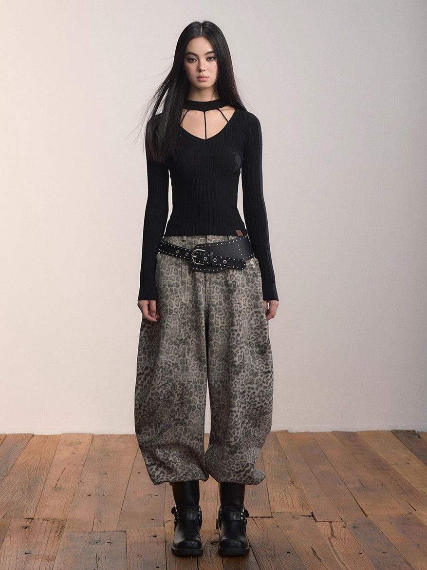Leopard Print Relaxed Denim Jeans