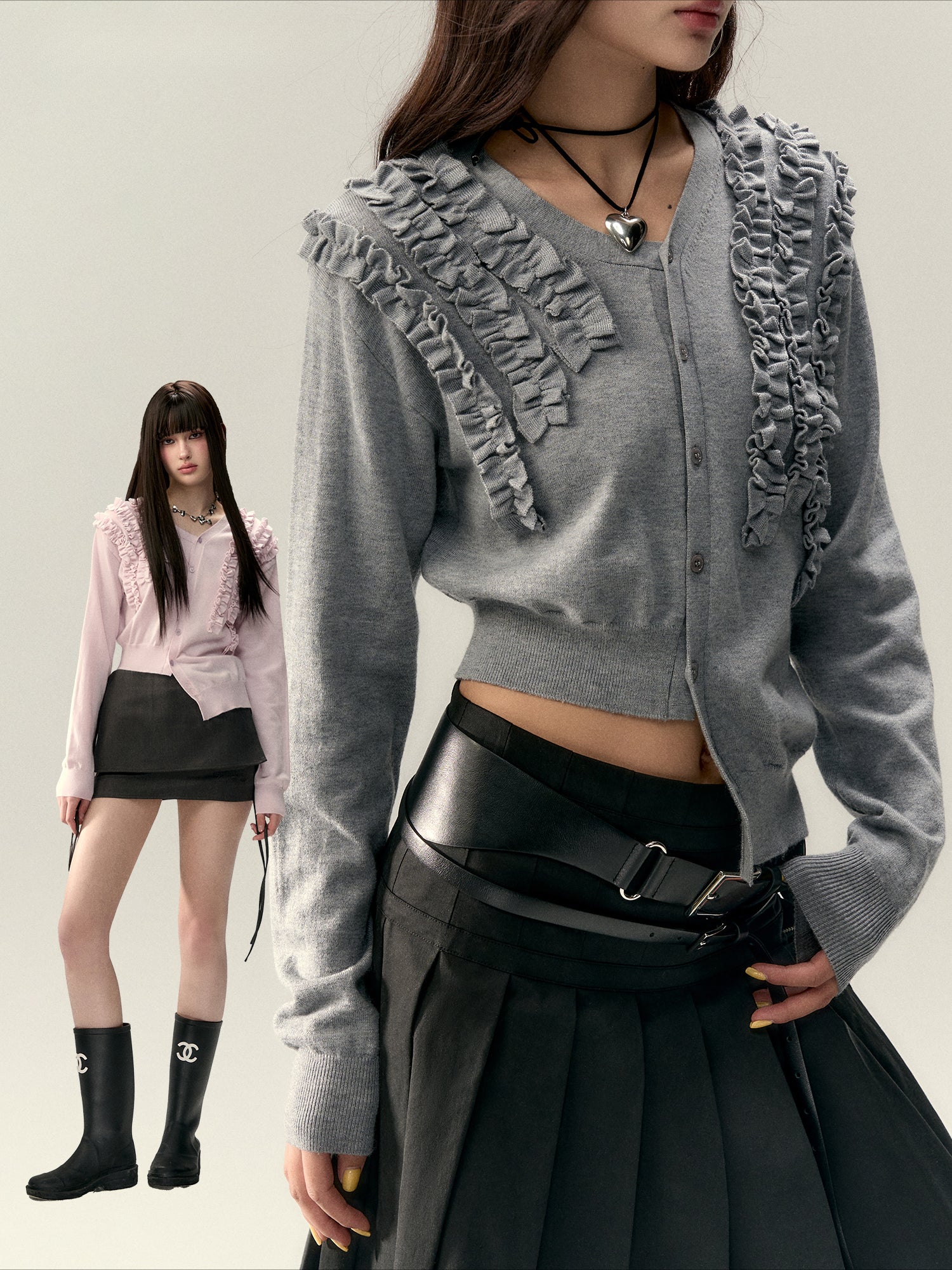 Irregular Ruffle Design Knit Top - CHINASQUAD