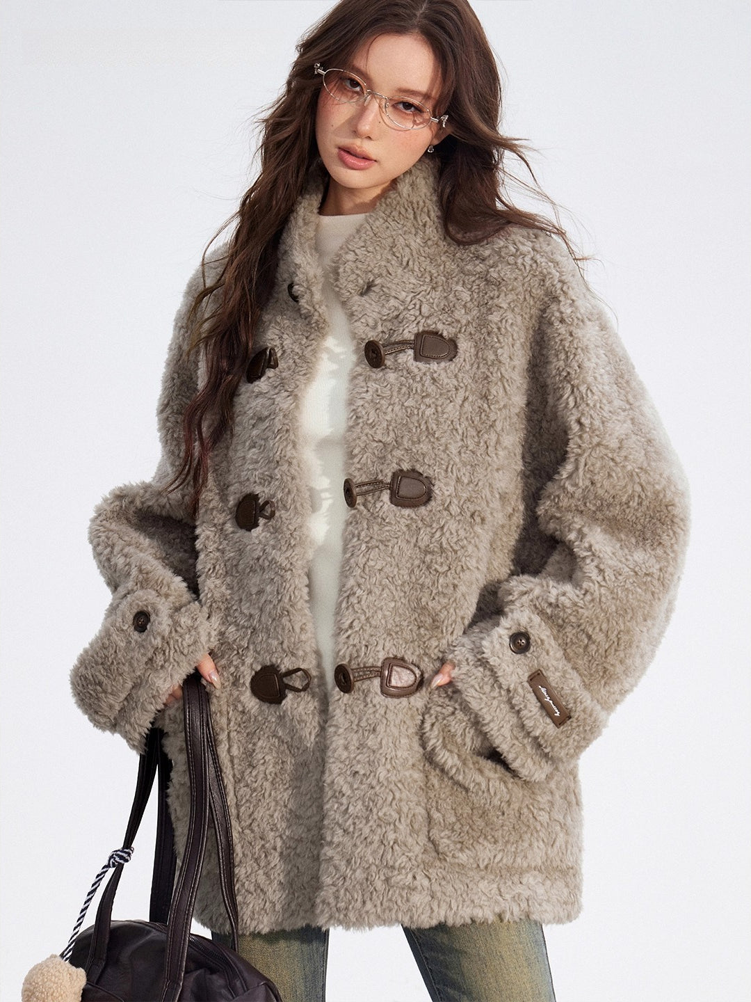 Wool-Blend Shearling Buttoned Jacket