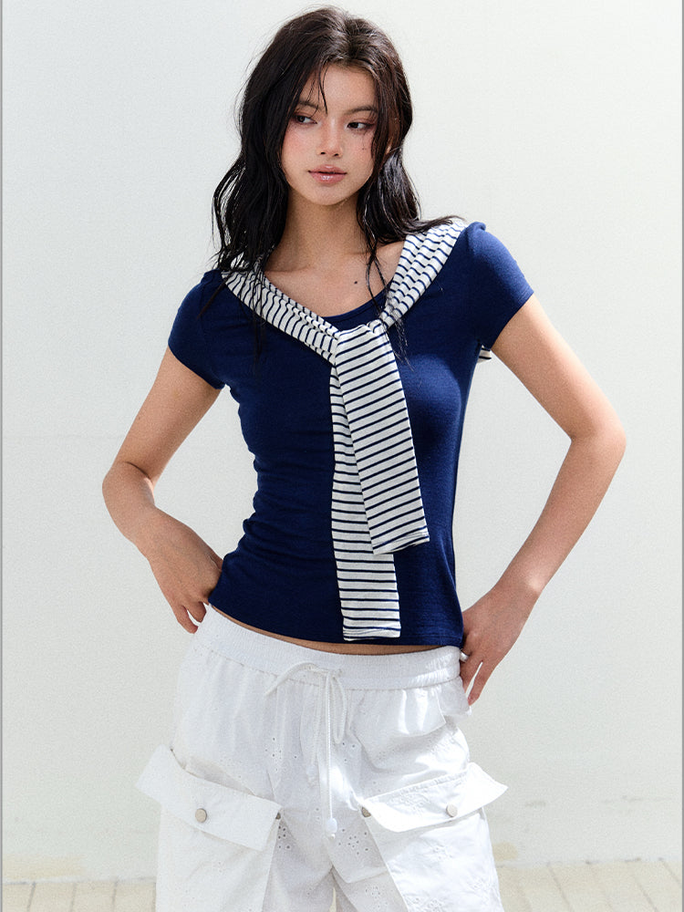 Sailor Collar Waist Tee - CHINASQUAD