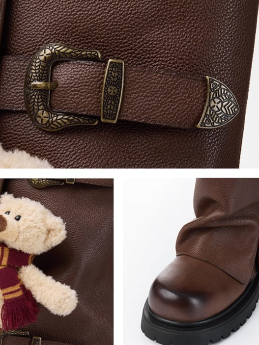 Vintage Stacked High Leather Boots