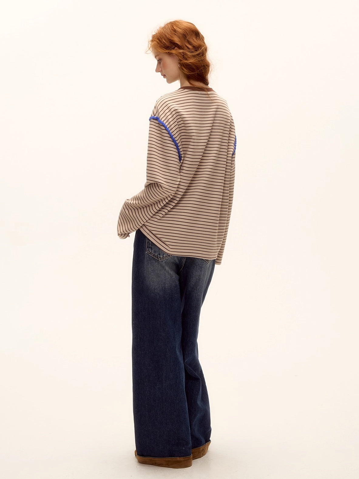 Striped Contrast Embroidered Shell T-Shirt