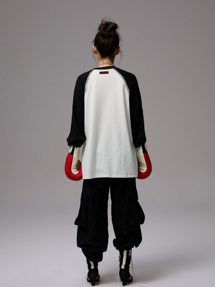 Printed Knitted Raglan-Sleeve T-Shirt - CHINASQUAD