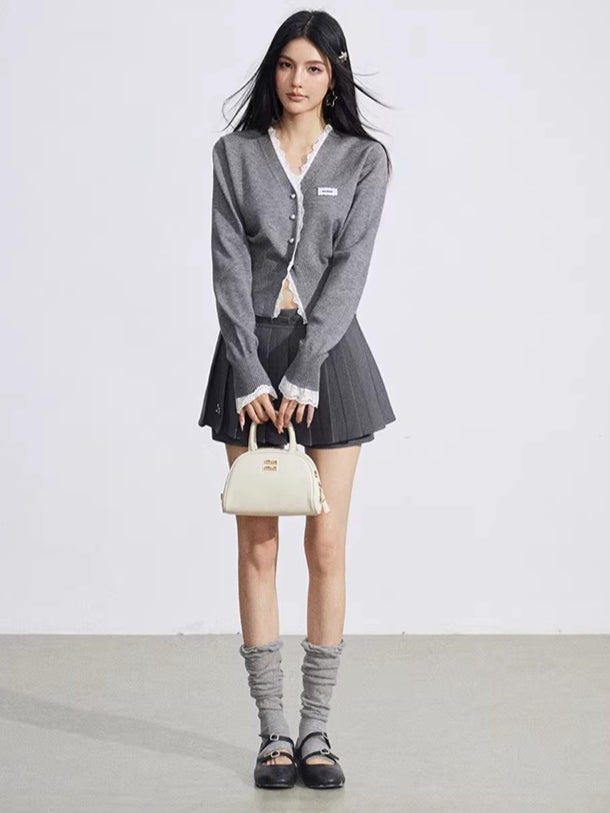 Lace Panel Knit Cardigan