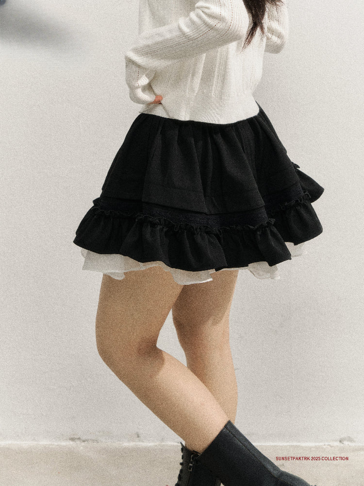 Black Retro Tiered Skirt