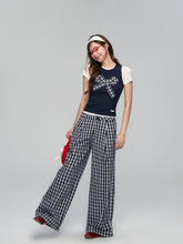 White Waistband Spliced Plaid Trousers - CHINASQUAD