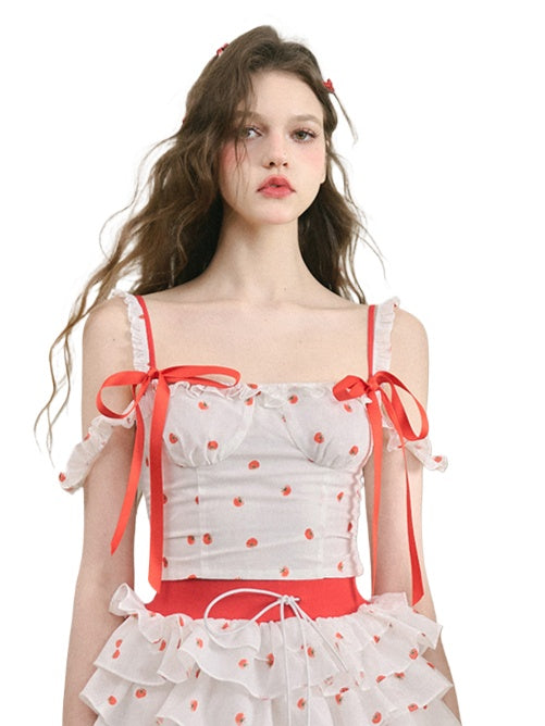 White Tomato Print Cami Top - CHINASQUAD