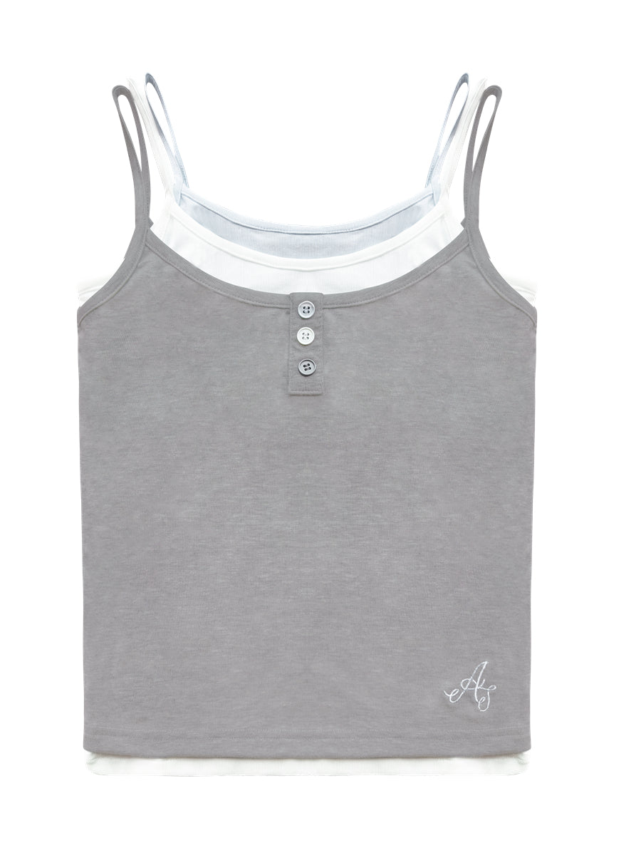 Contrast-Layered Ribbed Knit Tank