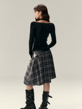 Asymmetrical Plaid Midi Skirt - CHINASQUAD