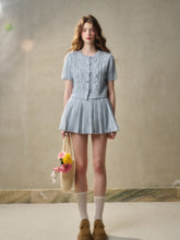 Velvet Floral Pleated Skirt - CHINASQUAD