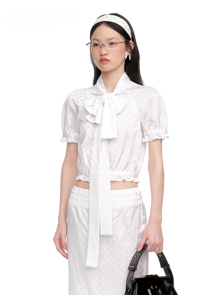 Polka Dot Satin Tie-up Top - CHINASQUAD