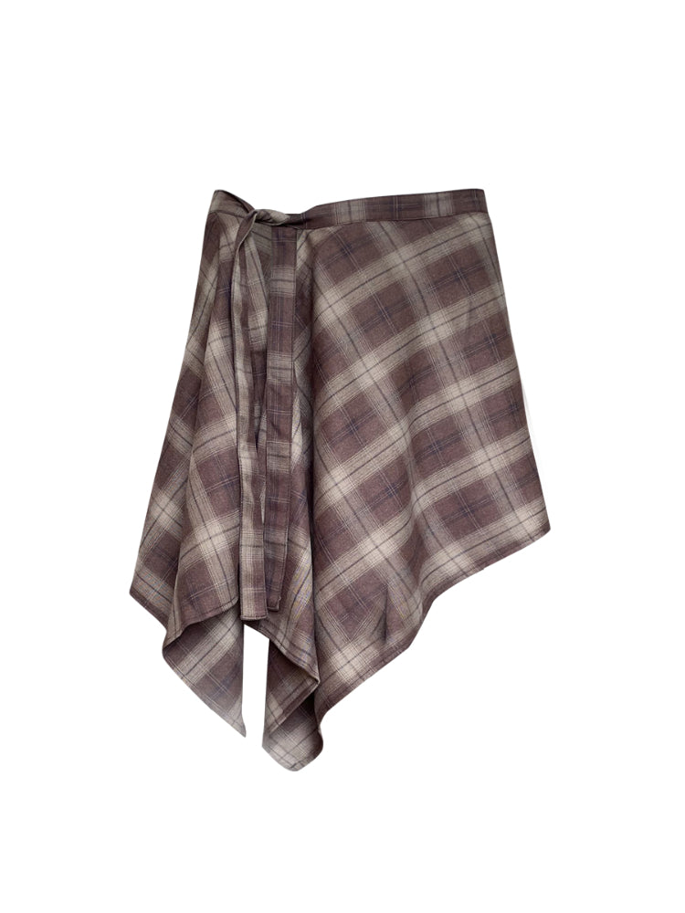 Vintage Color Block Plaid Skirt
