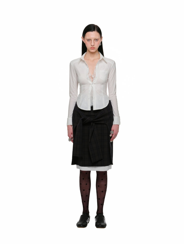 Contrast Plaid Knot Wrap Skirt - CHINASQUAD