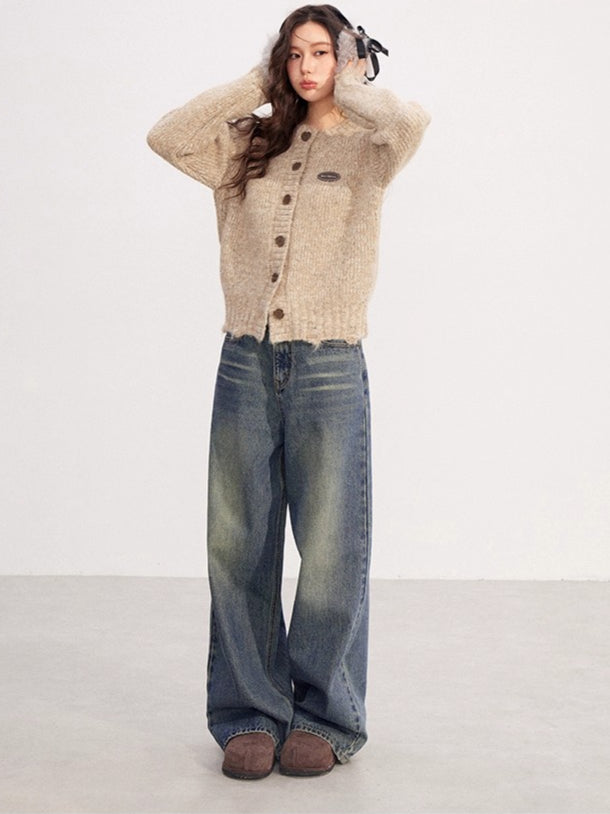 Chunky-Knit Wool-Blend Winter Cardigan