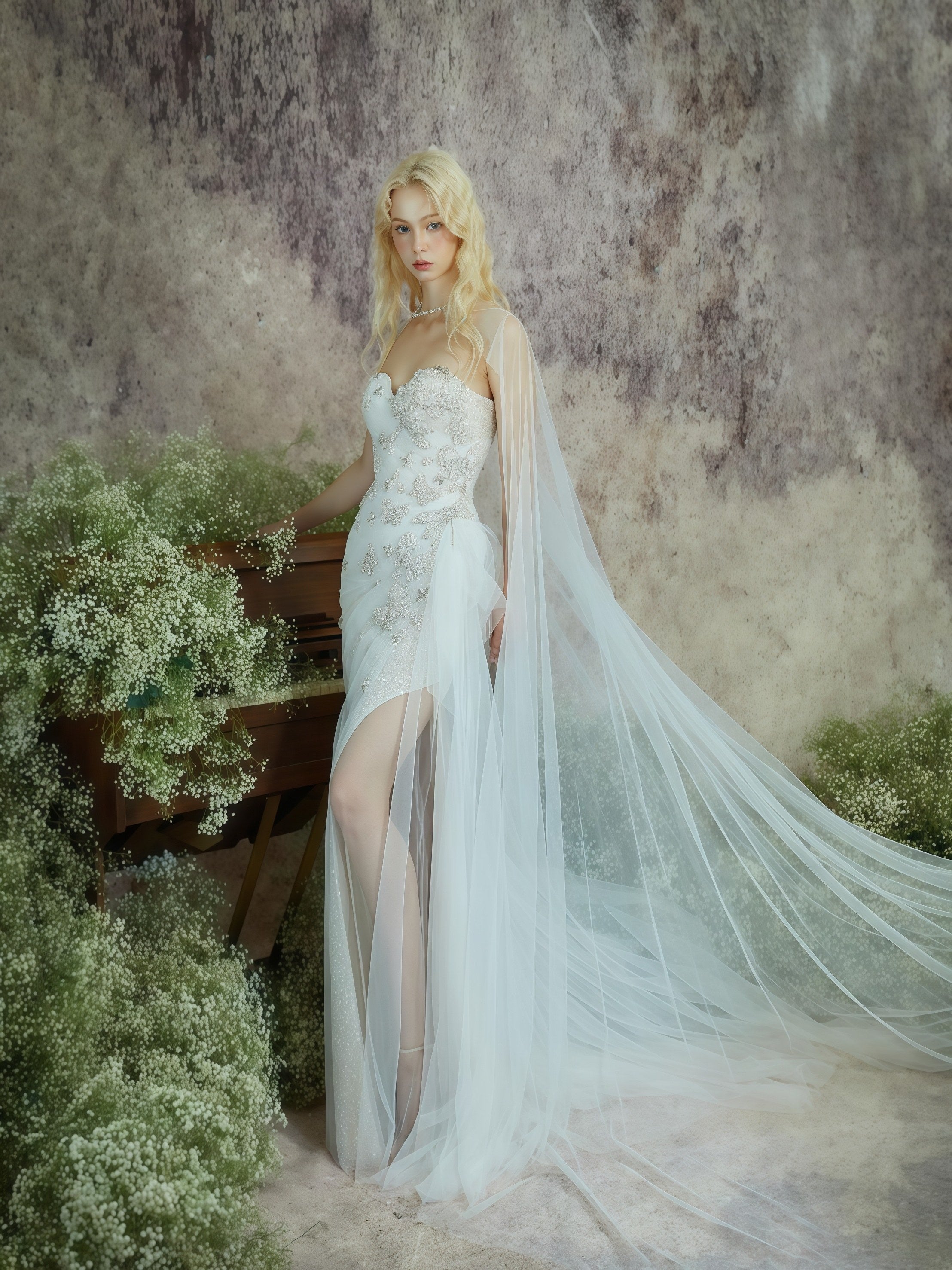 Aurelia Strapless Beaded Illusion Gown
