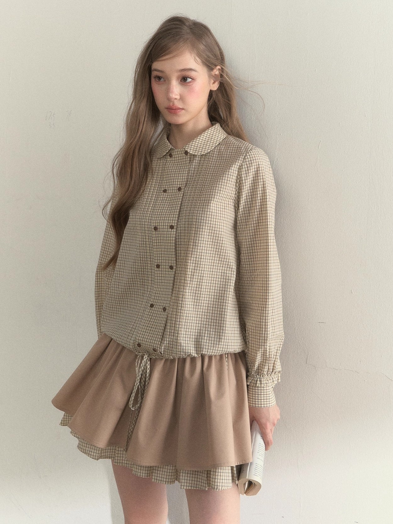 Double-Breasted Doll Collar Shirt