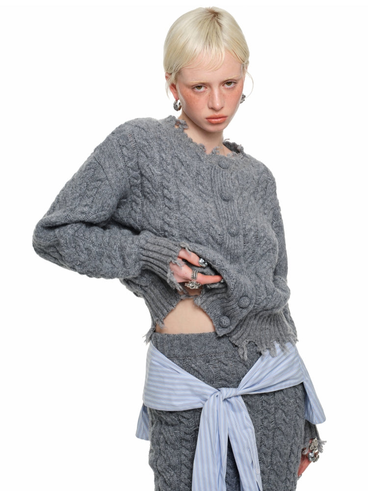 Cable Knit Cardigan & Skirt Set - CHINASQUAD