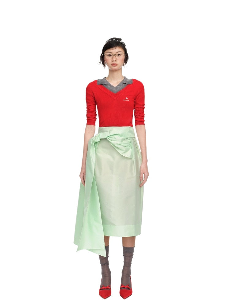Side Bow-Detail Long Skirt - CHINASQUAD
