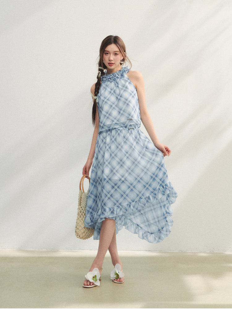 Irregular Ruffle  Top & Midi Skirt Set - CHINASQUAD