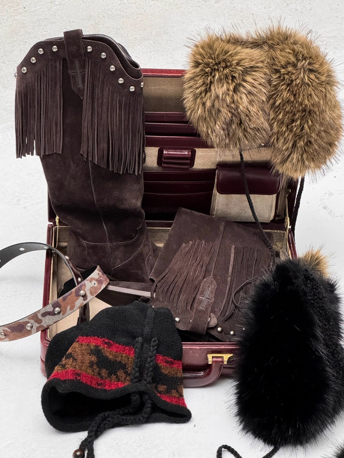 Pointed-Toe Studded Tassel Martin Boots