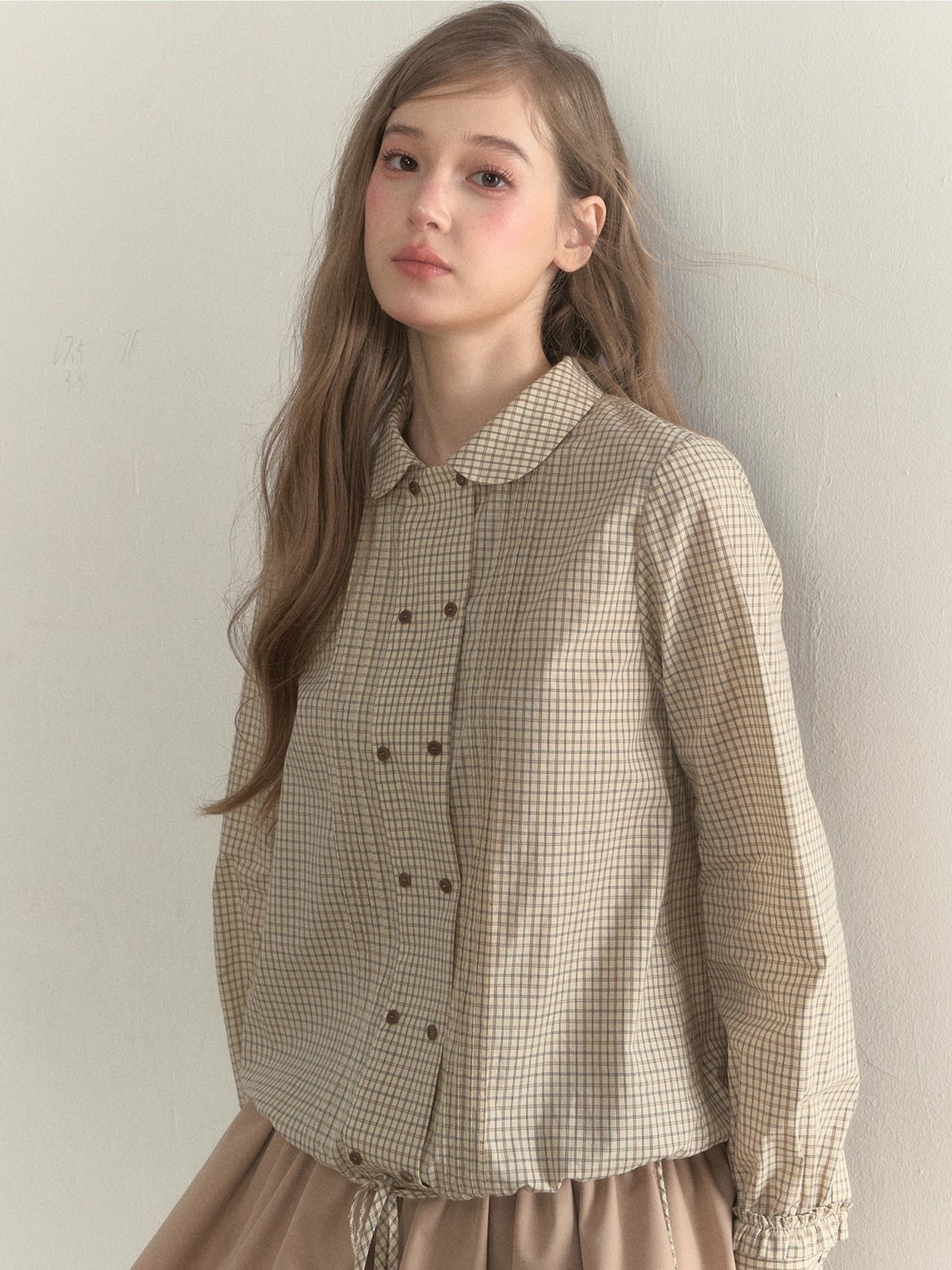 Double-Breasted Doll Collar Shirt