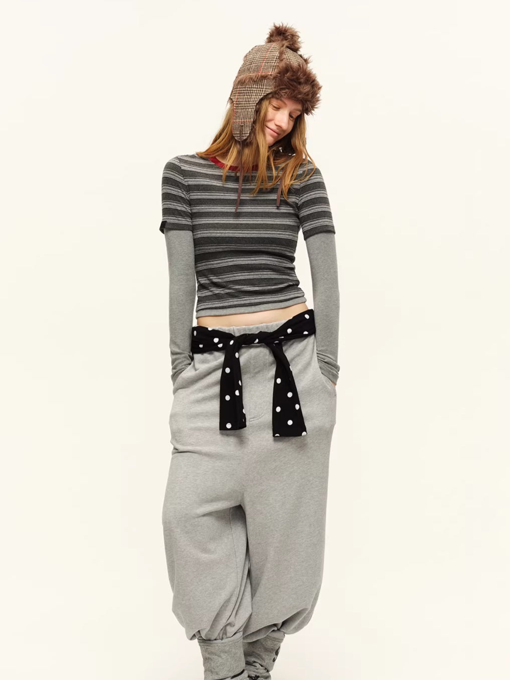 Contrast Layered-Effect Long Sleeve T-Shirt