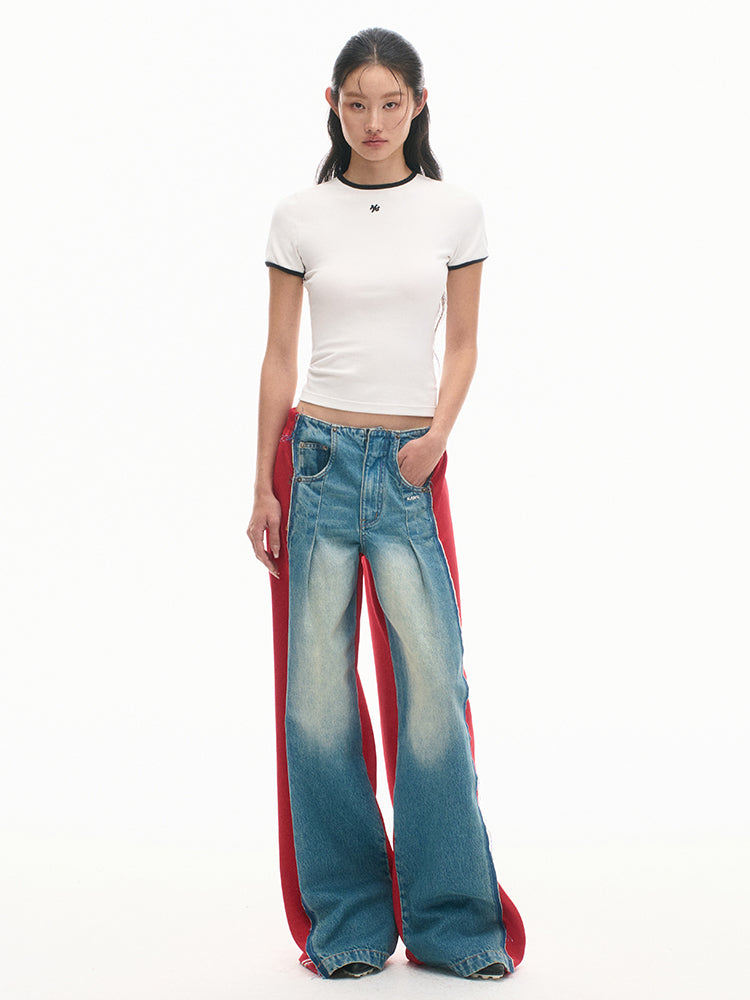 Slim-Fit Color-Block Crewneck Sports T-Shirt - CHINASQUAD