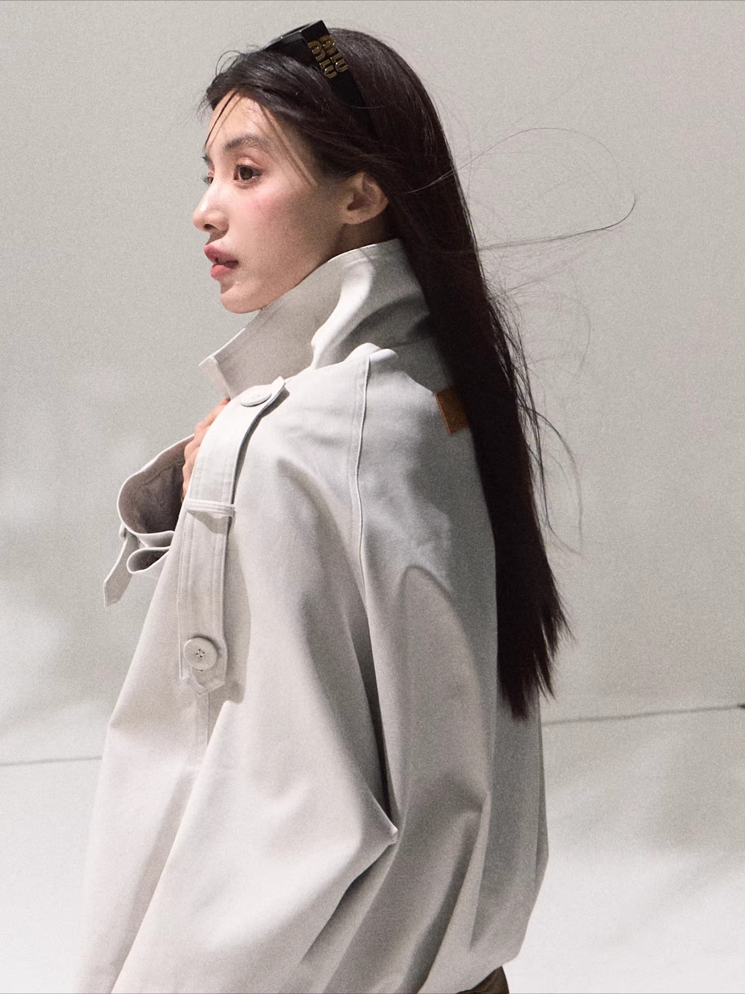 Double-Breasted Short Trench Jacket