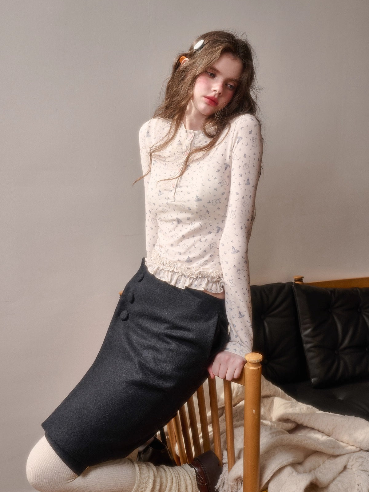 Little Velvet Bunny Printed Fitted T-Shirt