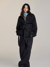Faux Two-Piece Belted Layered Coat - CHINASQUAD