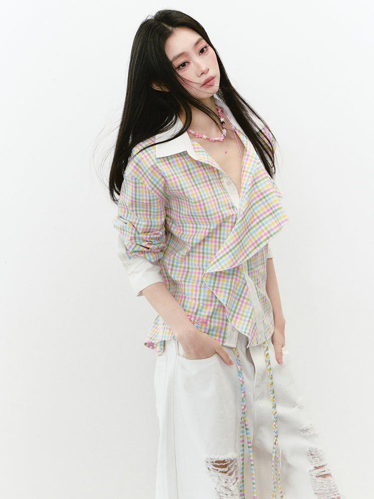 Waist-Cinched Layered Sunshade Short Shirt - CHINASQUAD