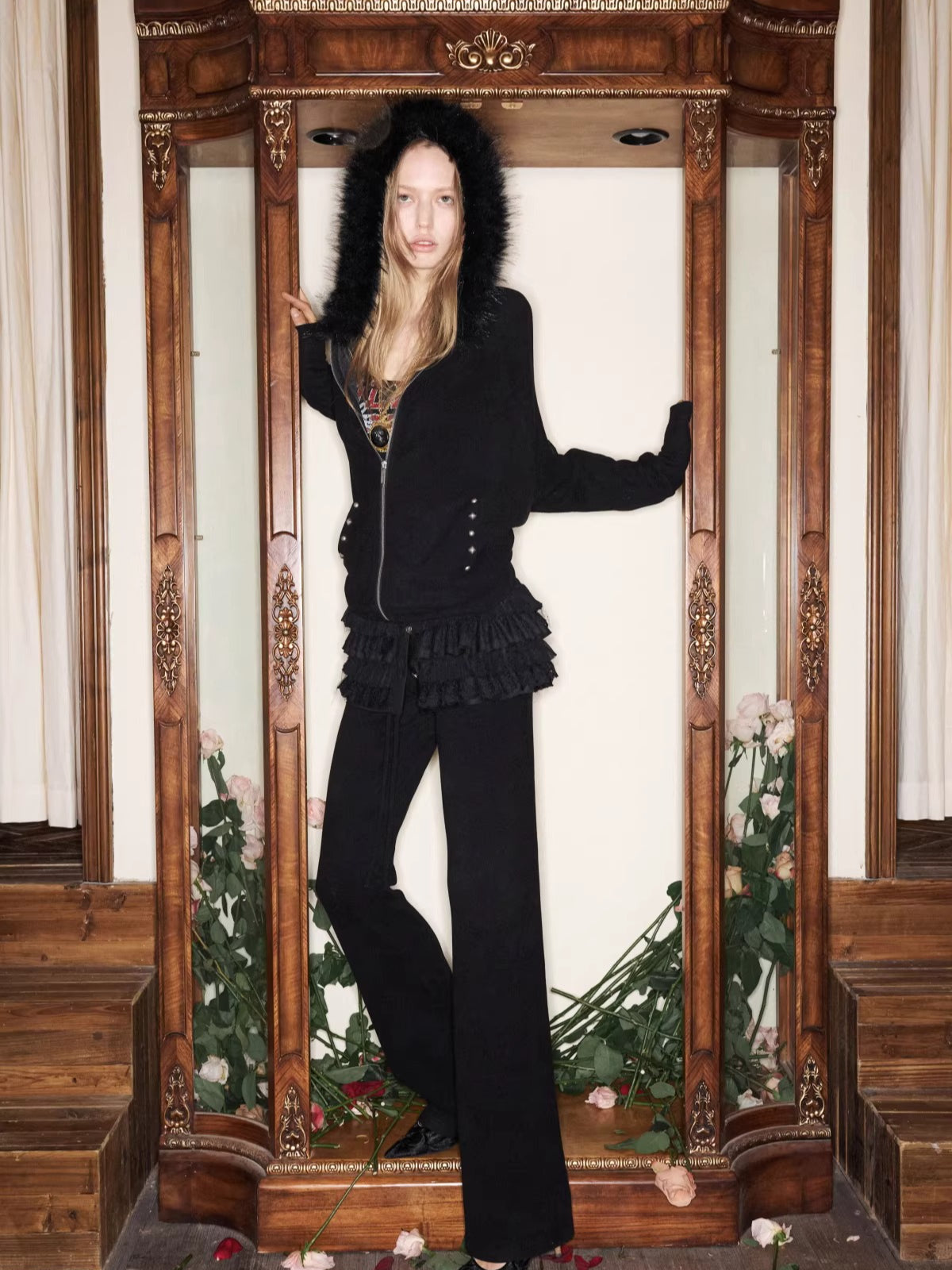 Batwing Hoodie & Drawstring Flared Pants Set