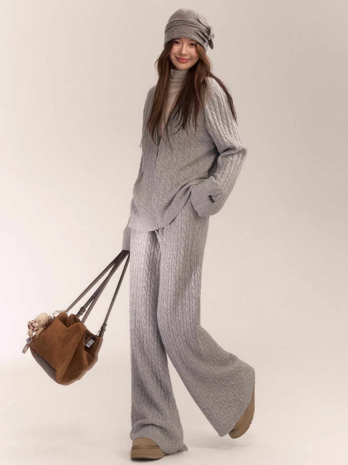 Wool Blend Hooded Knit Cardigan - CHINASQUAD