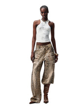 Washed Leopard Print Canvas Curved Pants - CHINASQUAD