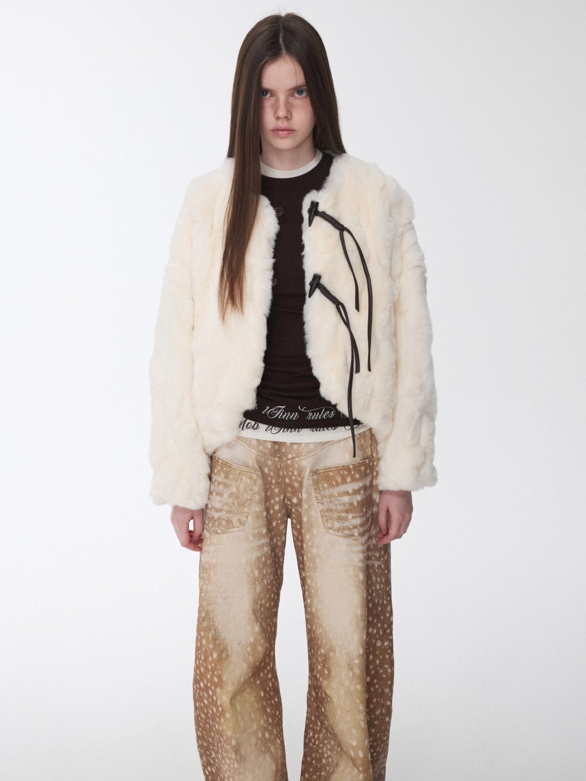 Fur Panel Horn-Buckle Jacket