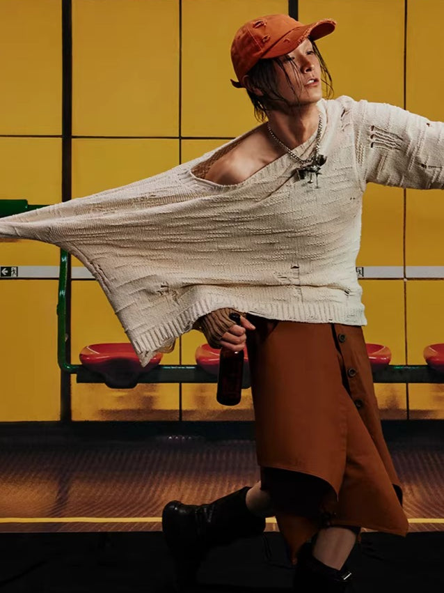 Texture Relaxed-Fit Yarn Knit Sweater