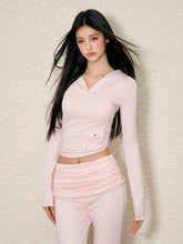 Pink & Black V-Neck Hoodie & Pants Set - CHINASQUAD