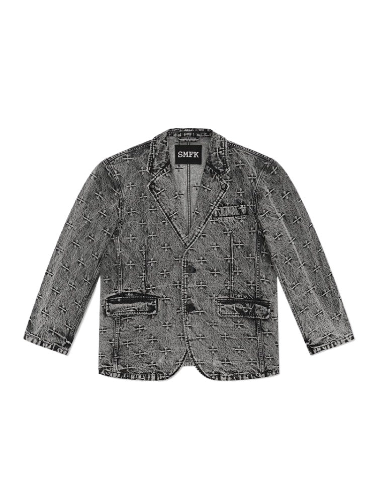 Compass Wild Studded Denim Blazer - CHINASQUAD