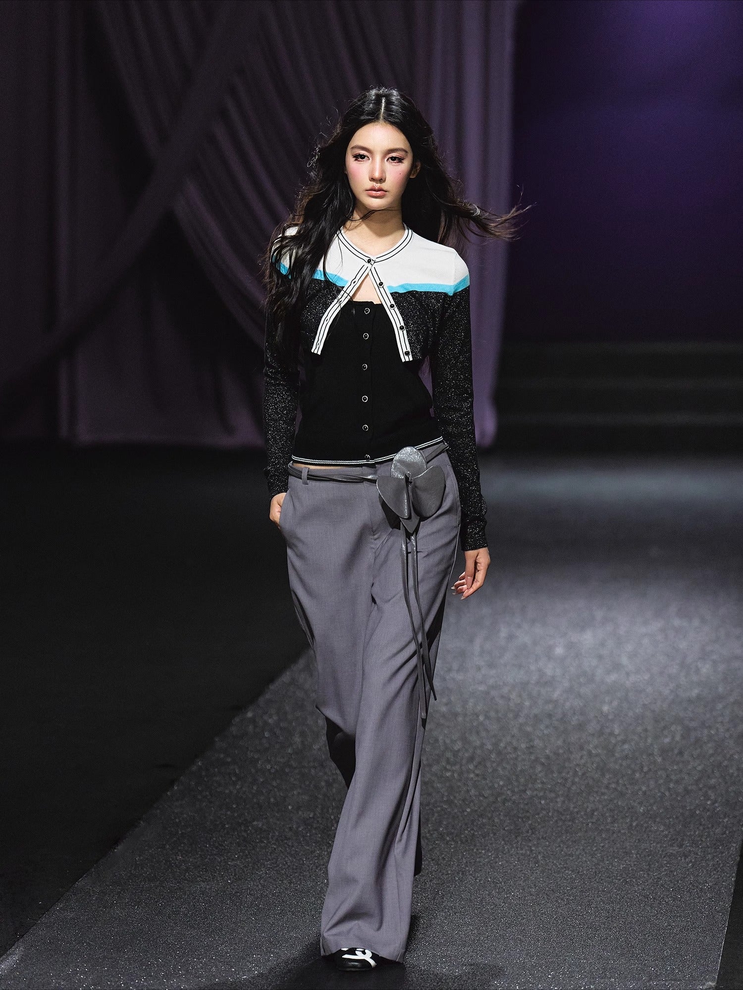 Sparkle Contrast Trim Knit Two-Piece Set - CHINASQUAD