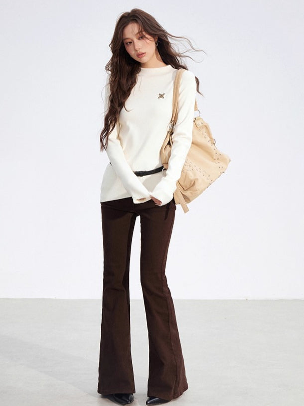 Asymmetric Ribbed Knit Turtleneck