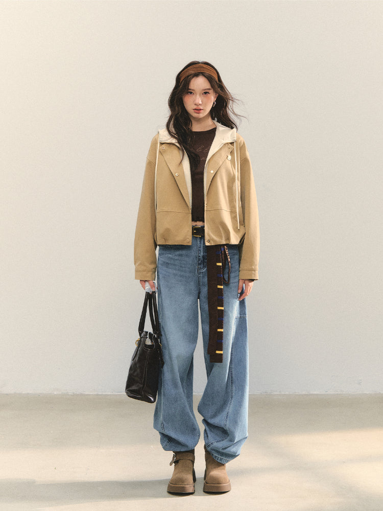 Two-piece Spliced Color-block Hooded Jacket - CHINASQUAD