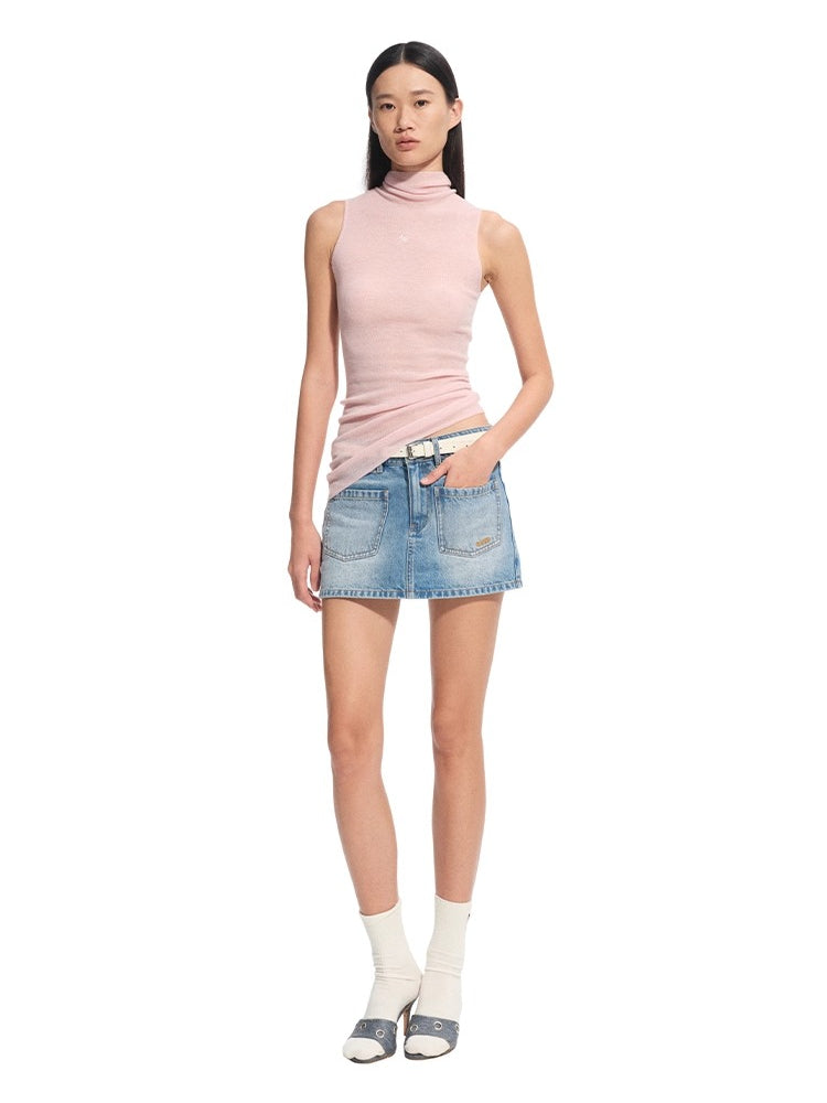 “Djembe Series” 100% Wool Asymmetric Hem Turtleneck T-shirt - CHINASQUAD